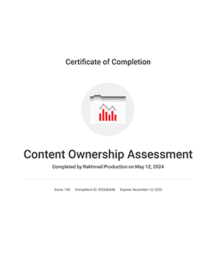 YouTube — Content Ownership Assessment certification