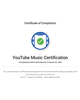 YouTube — Music Certification certification
