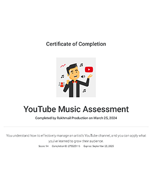 YouTube — Music Assessment certification